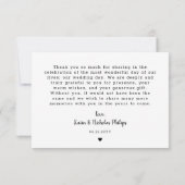 Romantic White Heart Foto Small Weddenschap Bedank Bedankkaart (Achterkant)