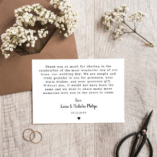 Romantic White Heart Foto Small Weddenschap Bedank Bedankkaart