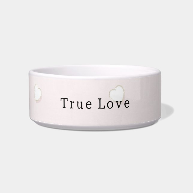 Romantic White Hearts Pink Valentine's Day Voerbakje (Voorkant)