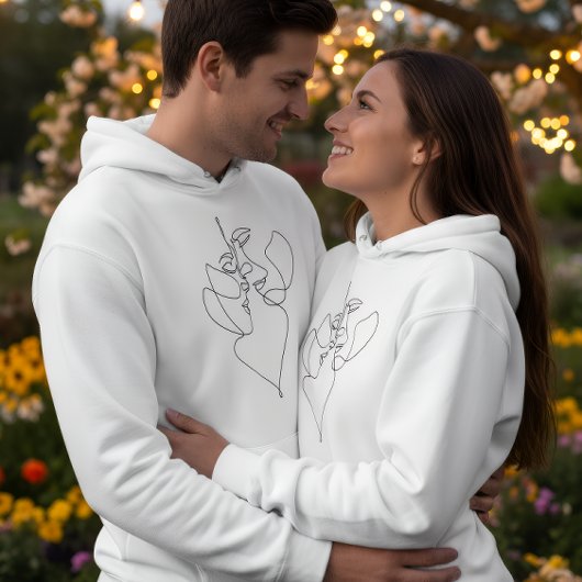 Romantic White Hoodie for Couples
