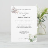 Romantic White Hydrangea Flowers Beach Wedding Kaart (Staand voorkant)