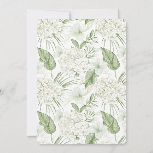 Romantic White Hydrangea Flowers Beach Wedding Kaart (Achterkant)