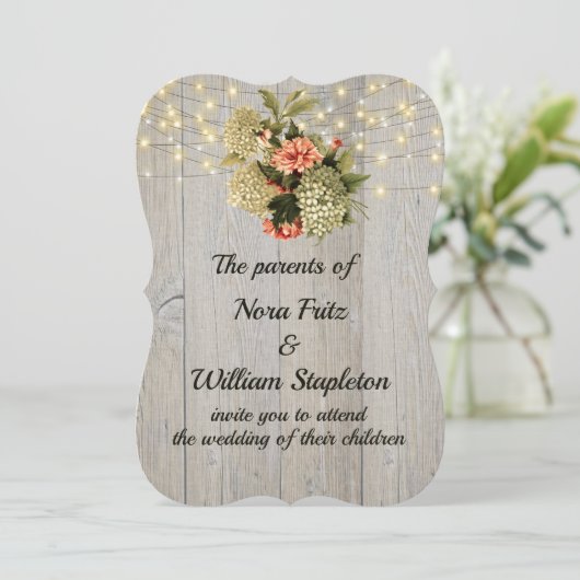 Romantic White Hydrangea Pink Kaart (Staand voorkant)