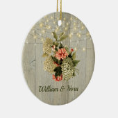 Romantic White Hydrangea Pink Keramisch Ornament (Rechts)