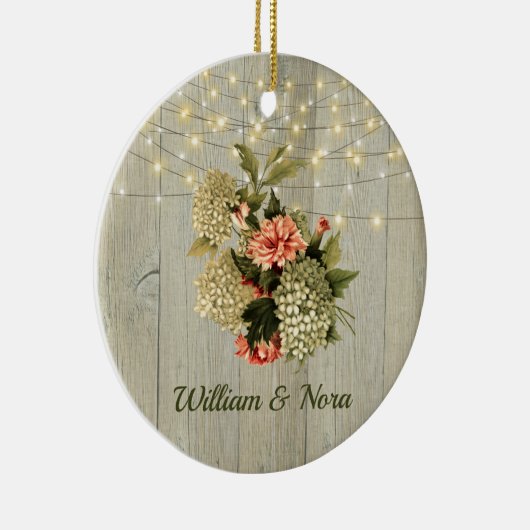 Romantic White Hydrangea Pink Keramisch Ornament (Rechts)