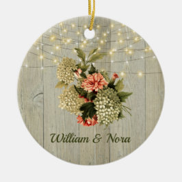 Romantic White Hydrangea Pink Keramisch Ornament