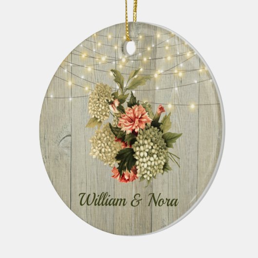 Romantic White Hydrangea Pink Keramisch Ornament (Links)