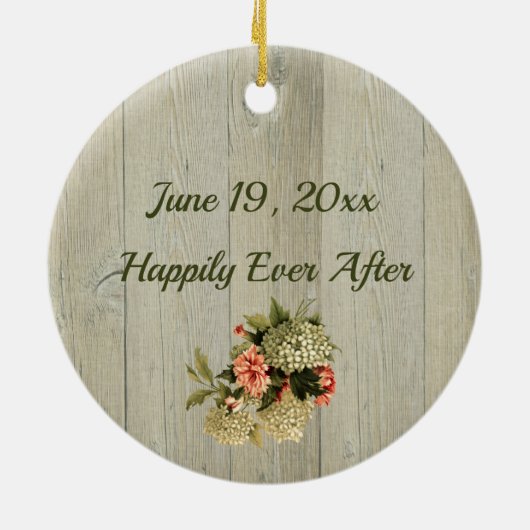 Romantic White Hydrangea Pink Keramisch Ornament (Achterkant)