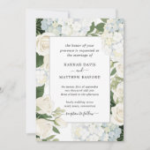 Romantic White Hydrangea Rose Elegant Wedding Kaart (Voorkant)