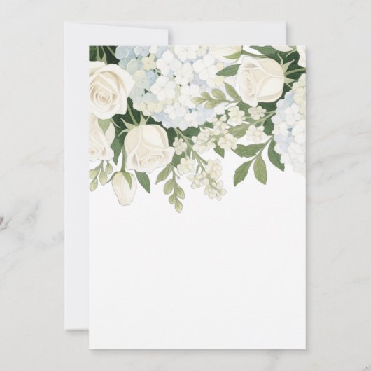 Romantic White Hydrangea Rose Elegant Wedding Kaart (Achterkant)