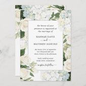 Romantic White Hydrangea Rose Elegant Wedding Kaart (Voorkant / Achterkant)