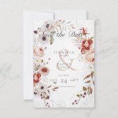 Romantic White Pink Floral Save the Date Kaart (Voorkant)