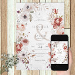Romantic White Pink Floral Wedding Invitation Kaart<br><div class="desc">Dit ontwerp is voorzien van een prachtige witte,  noodlijdende achtergrond met een delicate roze,  maroon,  witte,  paarse en groene,  bloem sprays. Het is romantisch met een aanraking van vintage. Creëer door Simply Farmhouse Press,  maakt het deel uit van de Romantic Roos Pink Floral Wedding Suite of cards.</div>