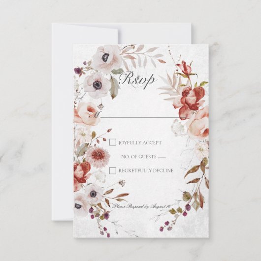 Romantic White Pink Floral Wedding Response Kaart (Voorkant)