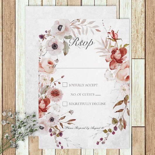 Romantic White Pink Floral Wedding Response Kaart