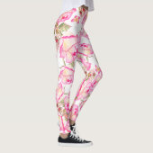 Romantic white pink yellow summer rose floral leggings (Rechts)