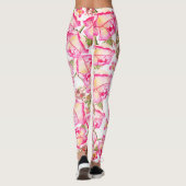 Romantic white pink yellow summer rose floral leggings (Achterkant)