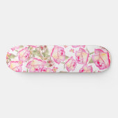 Romantic white pink yellow summer rose floral persoonlijk skateboard (Horizontaal)