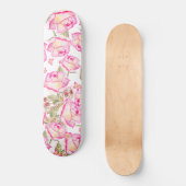 Romantic white pink yellow summer rose floral persoonlijk skateboard (Voorkant)