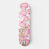Romantic white pink yellow summer rose floral persoonlijk skateboard (Voorkant)