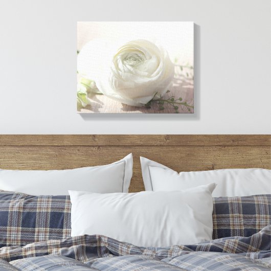 Romantic White Rose Canvas Afdruk (Insitu (Slaapkamer))