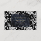 Romantic White Rose Floral Painting Black Pattern Visitekaartje (Achterkant)