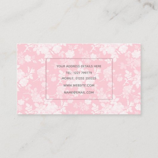 Romantic White Rose Floral Painting Pink Pattern Visitekaartje (Achterkant)