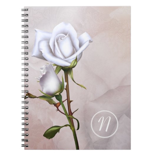 Romantic White Roses Elegant Floral Shabby Chic Notitieboek (Voorkant)