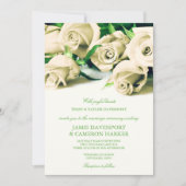 Romantic White Roses Wedding Invite Kaart (Voorkant)