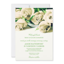 Romantic White Roses Wedding Invite