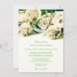 Romantic White Roses Wedding Invite Kaart