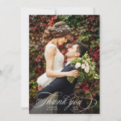 Romantic White Script 2 Photo Wedding Bedankkaart (Voorkant)