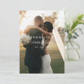 Romantic White Script Weduwfoto Hartelijk dank Bedankkaart (Staand voorkant)