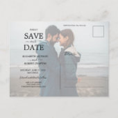 Romantic White Script Weduwfoto Save the Date Aankondigingskaart (Achterkant)