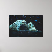 Romantic White Tiger Couple onder Sterrennacht Canvas Afdruk (Voorkant)