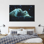 Romantic White Tiger Couple onder Sterrennacht Canvas Afdruk (Insitu (Slaapkamer))