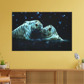 Romantic White Tiger Couple onder Sterrennacht Canvas Afdruk (Insitu (Woonkamer))