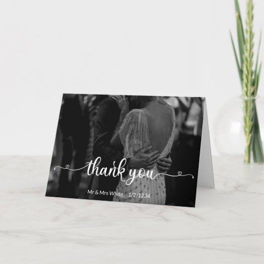 Romantic White Typography Bedankt voor het huwelij Kaart (Voorkant)