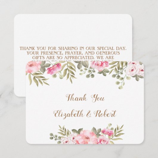 Romantic White Waterverf Floral Hartelijk dank Bedankkaart (Voorkant / Achterkant)