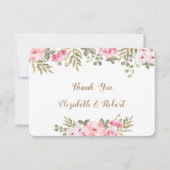 Romantic White Waterverf Floral Hartelijk dank Bedankkaart (Voorkant)