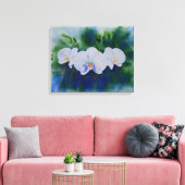 Romantic White waterverf orchid schilderij, Canvas Afdruk (Insitu (Woonkamer))