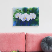 Romantic White waterverf orchid schilderij, Canvas Afdruk (Insitu (Woonkamer))