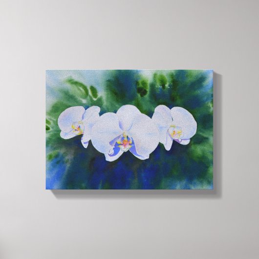 Romantic White waterverf orchid schilderij, Canvas Afdruk (Voorkant)