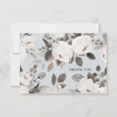 Romantic White Waterverf Rozen Hartelijk dank Bedankkaart (Voorkant)