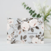 Romantic White Waterverf Rozen Hartelijk dank Bedankkaart (Staand voorkant)