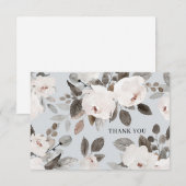 Romantic White Waterverf Rozen Hartelijk dank Bedankkaart (Voorkant / Achterkant)