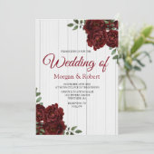 Romantic White Wood Roses Wedding Invite Kaart (Staand voorkant)