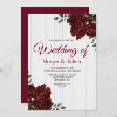 Romantic White Wood Roses Wedding Invite Kaart (Voorkant / Achterkant)