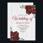 Romantic White Wood Roses Wedding Invite Kaart<br><div class="desc">Romantic White Wood Red Roses Wedding Invite Rustic Wood Burgundy Roos Romantic Wedding RSVP Kaart Zie uitnodiging en collectie Wood Design Coutesy van ephrazydesign.etsy.com</div>