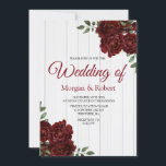 Romantic White Wood Roses Wedding Invite Kaart<br><div class="desc">Romantic White Wood Red Roses Wedding Invite Rustic Wood Burgundy Roos Romantic Wedding RSVP Kaart Zie uitnodiging en collectie Wood Design Coutesy van ephrazydesign.etsy.com</div>
